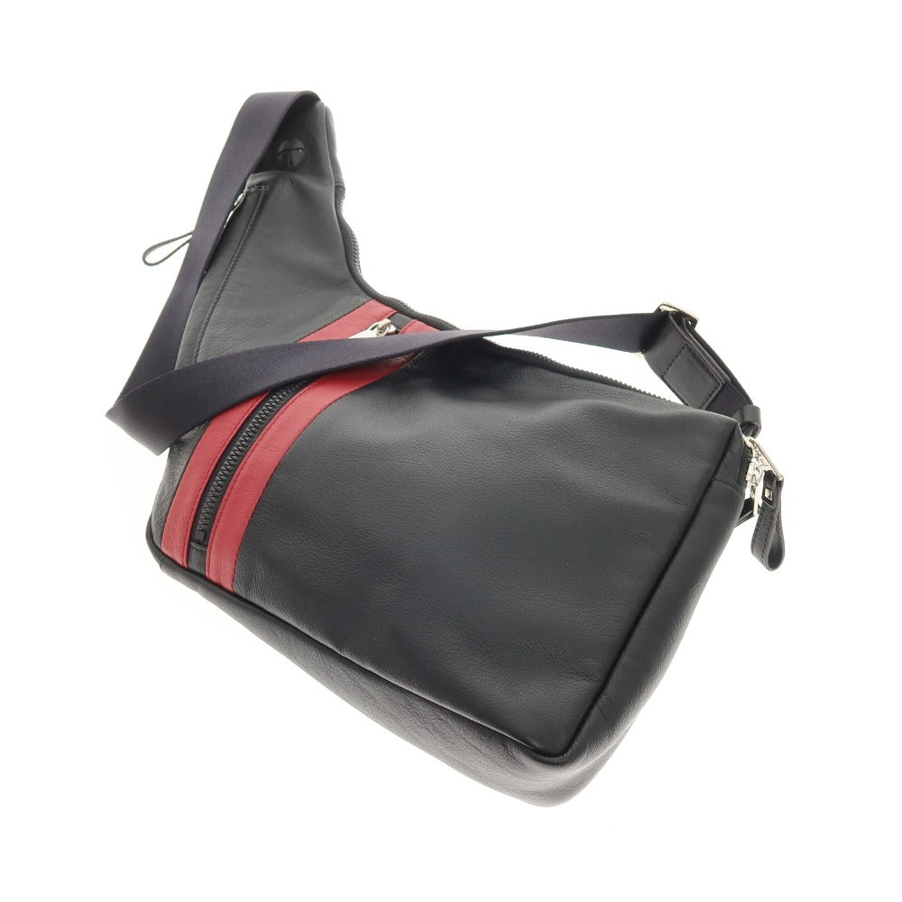 【中古】フジタカ FUJITAKA レザー ショルダーバッグ ブラックxレッド【 状態ランクA 】【 メンズ 】