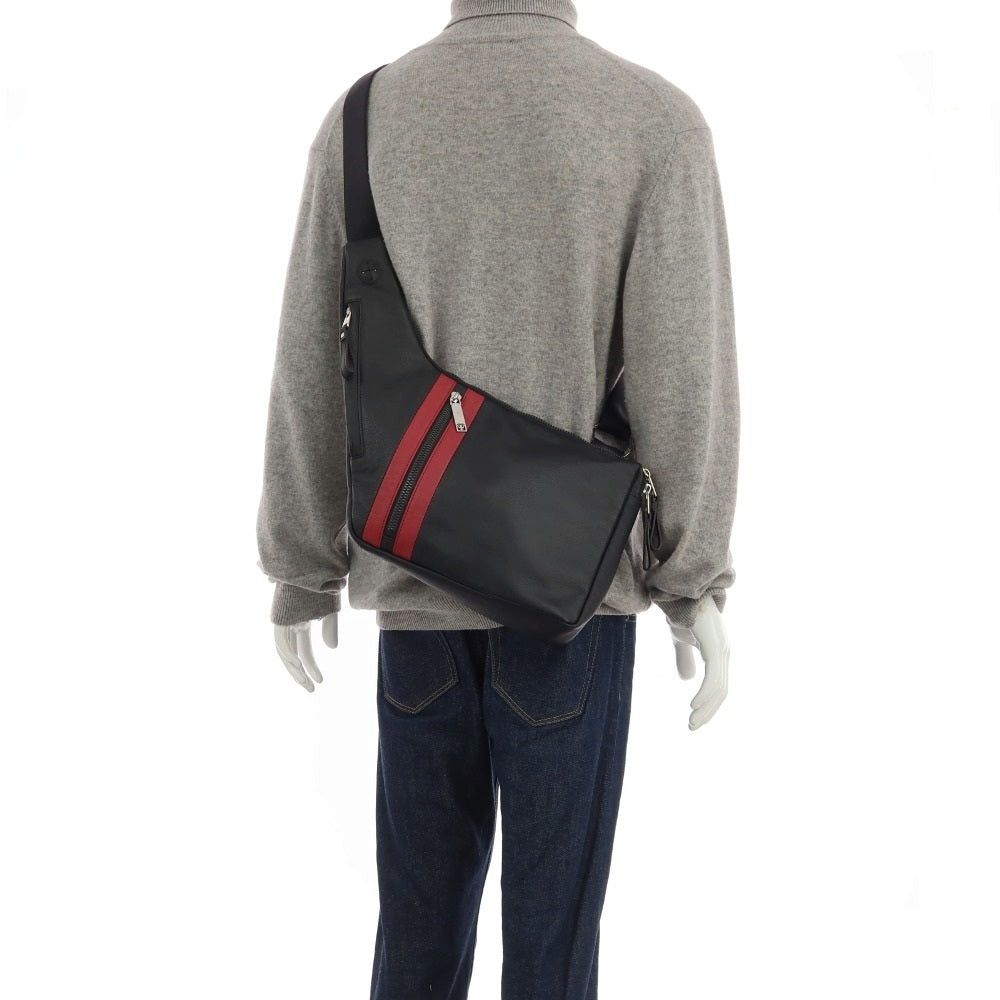 【中古】フジタカ FUJITAKA レザー ショルダーバッグ ブラックxレッド【 状態ランクA 】【 メンズ 】