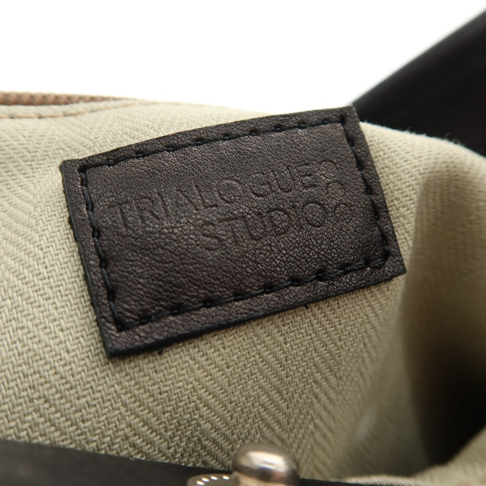 【中古】トライアローグ ストゥディオ TRIALOGUE STUDIO レザー ショルダーバッグ ネイビーxブラック【 状態ランクB 】【 メンズ 】