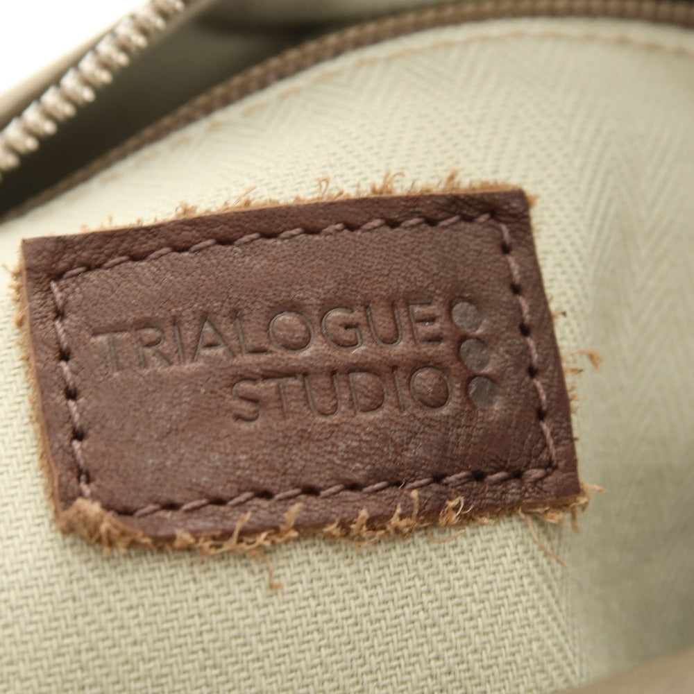 【中古】トライアローグ ストゥディオ TRIALOGUE STUDIO レザー ショルダーバッグ オリーブグリーン【 状態ランクC 】【 メンズ 】
