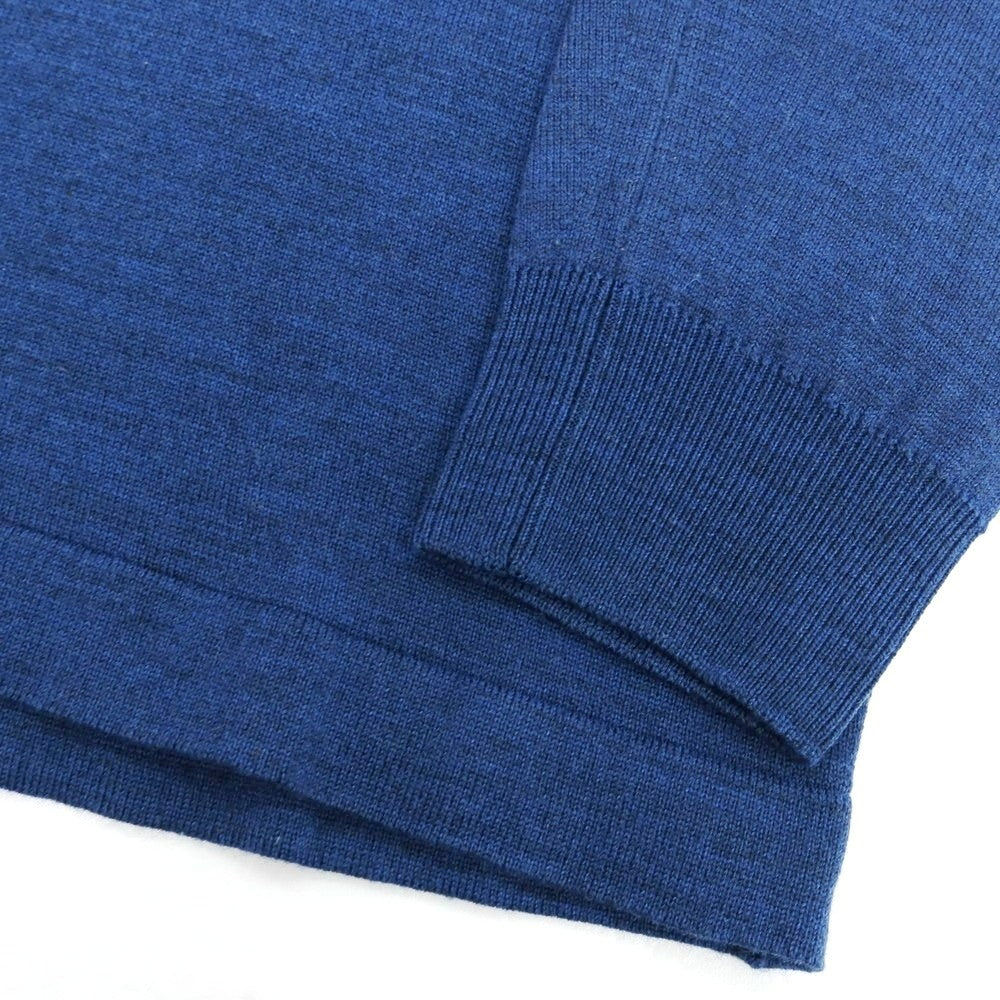 【中古】ジョンスメドレー JOHN SMEDLEY BEAUTY&amp;YOUTH別注 ウール 長袖 ポロニット ブルー【 L 】【 状態ランクA 】【 メンズ 】