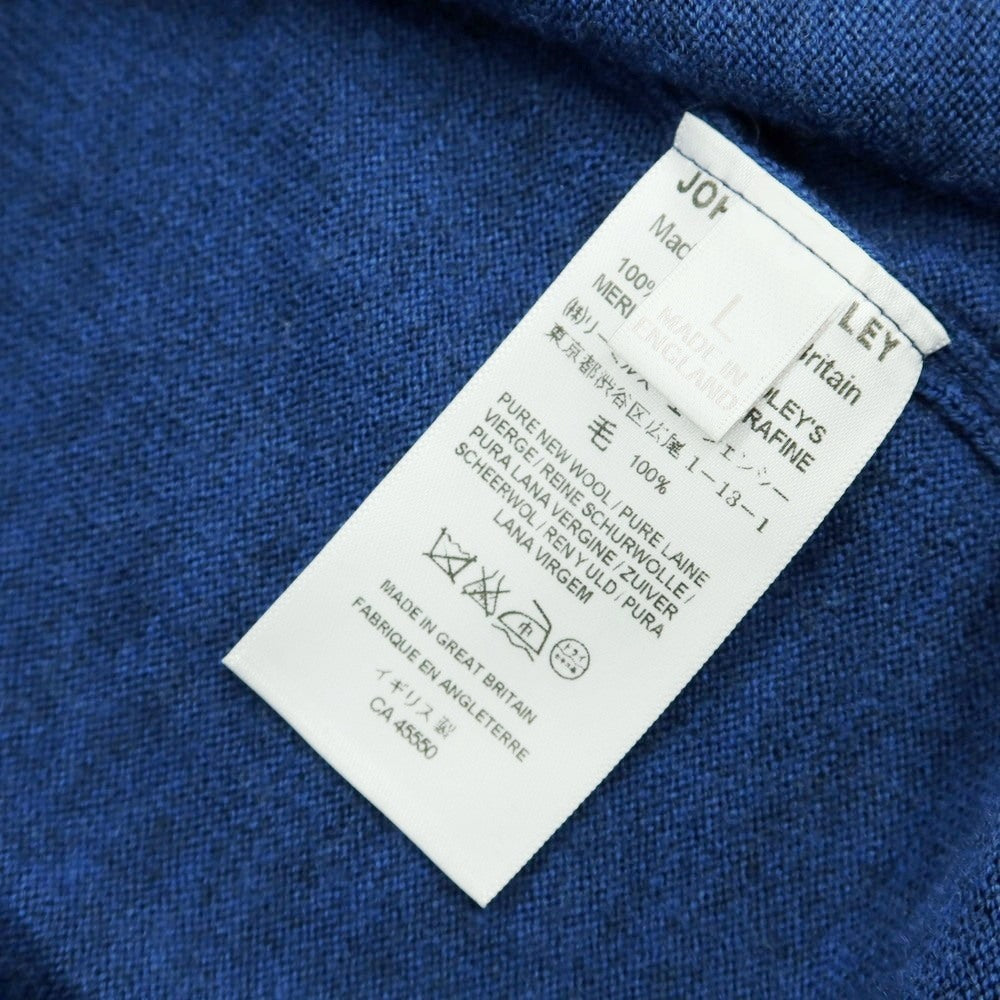 【中古】ジョンスメドレー JOHN SMEDLEY BEAUTY&amp;YOUTH別注 ウール 長袖 ポロニット ブルー【 L 】【 状態ランクA 】【 メンズ 】
