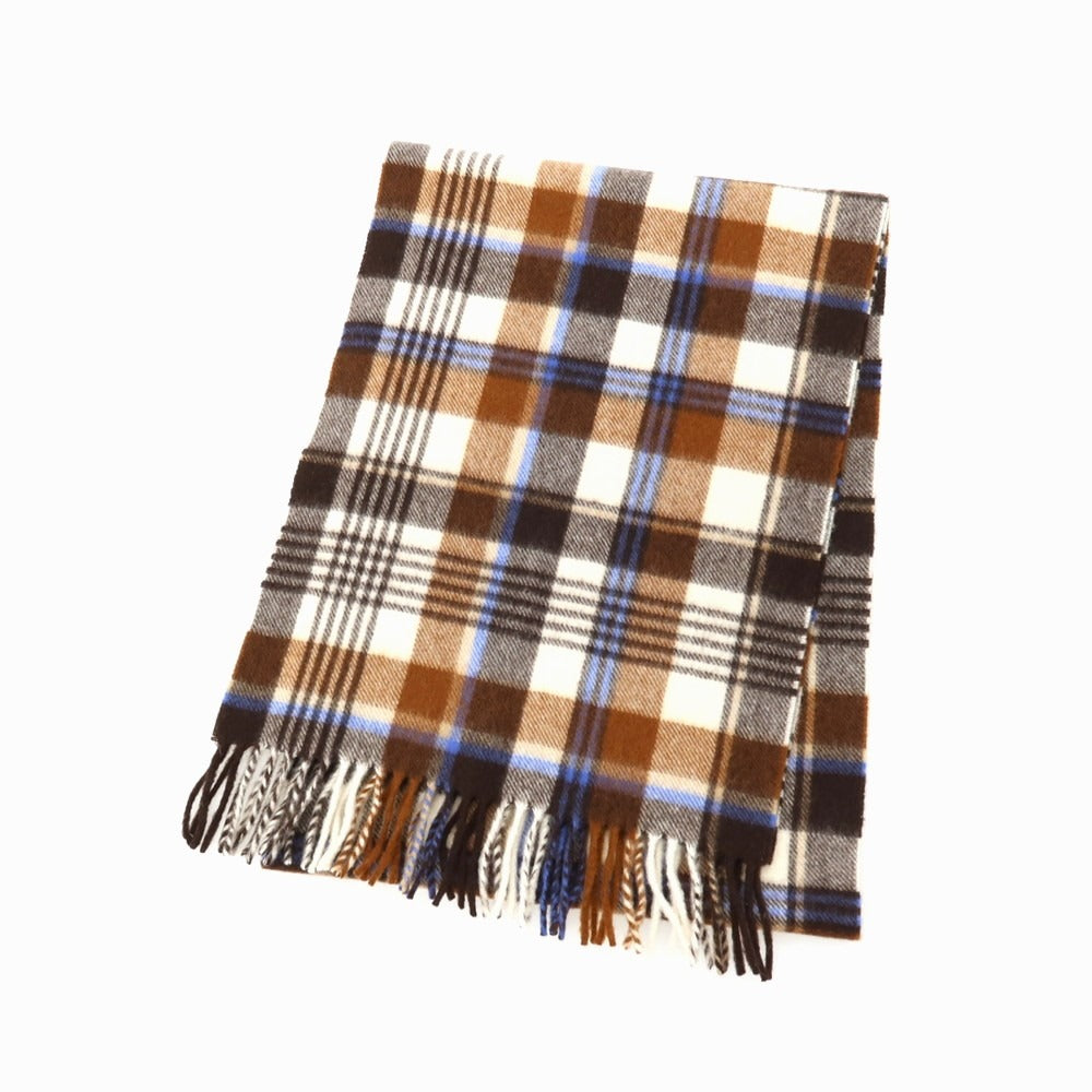 【中古】ジョシュアエリス Joshua Ellis カシミヤ チェック マフラー ブラウンxホワイト【 状態ランクB 】【 メンズ 】