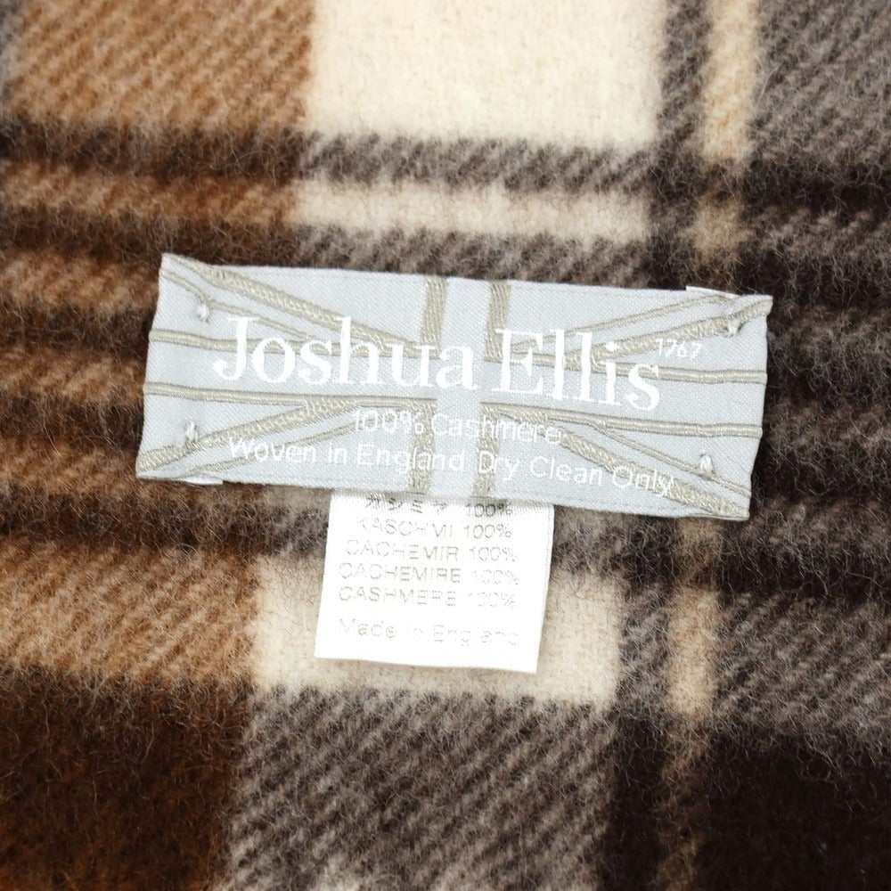 【中古】ジョシュアエリス Joshua Ellis カシミヤ チェック マフラー ブラウンxホワイト【 状態ランクB 】【 メンズ 】 [APD]