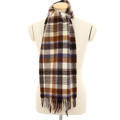 【中古】ジョシュアエリス Joshua Ellis カシミヤ チェック マフラー ブラウンxホワイト【 状態ランクB 】【 メンズ 】