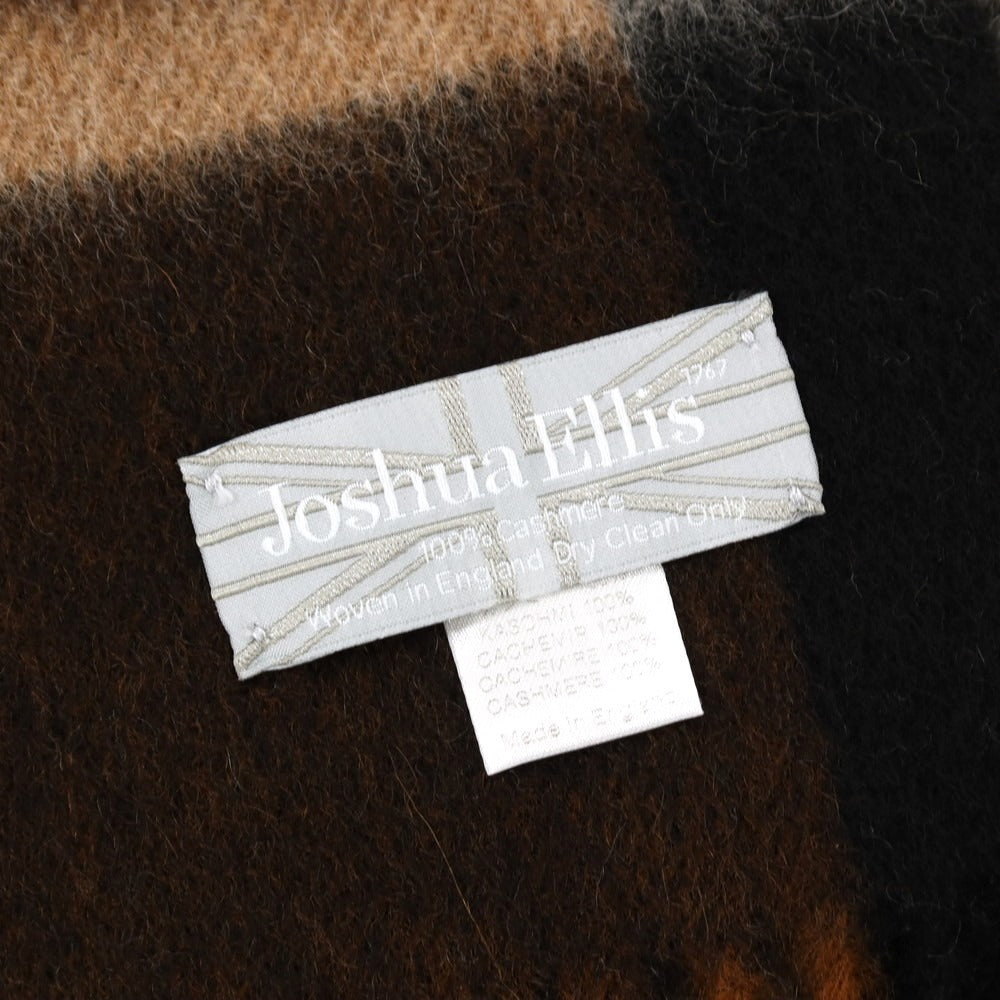 【中古】ジョシュアエリス Joshua Ellis カシミヤ チェック マフラー ライトブラウンxブラック【 状態ランクB 】【 メンズ 】 [APD]