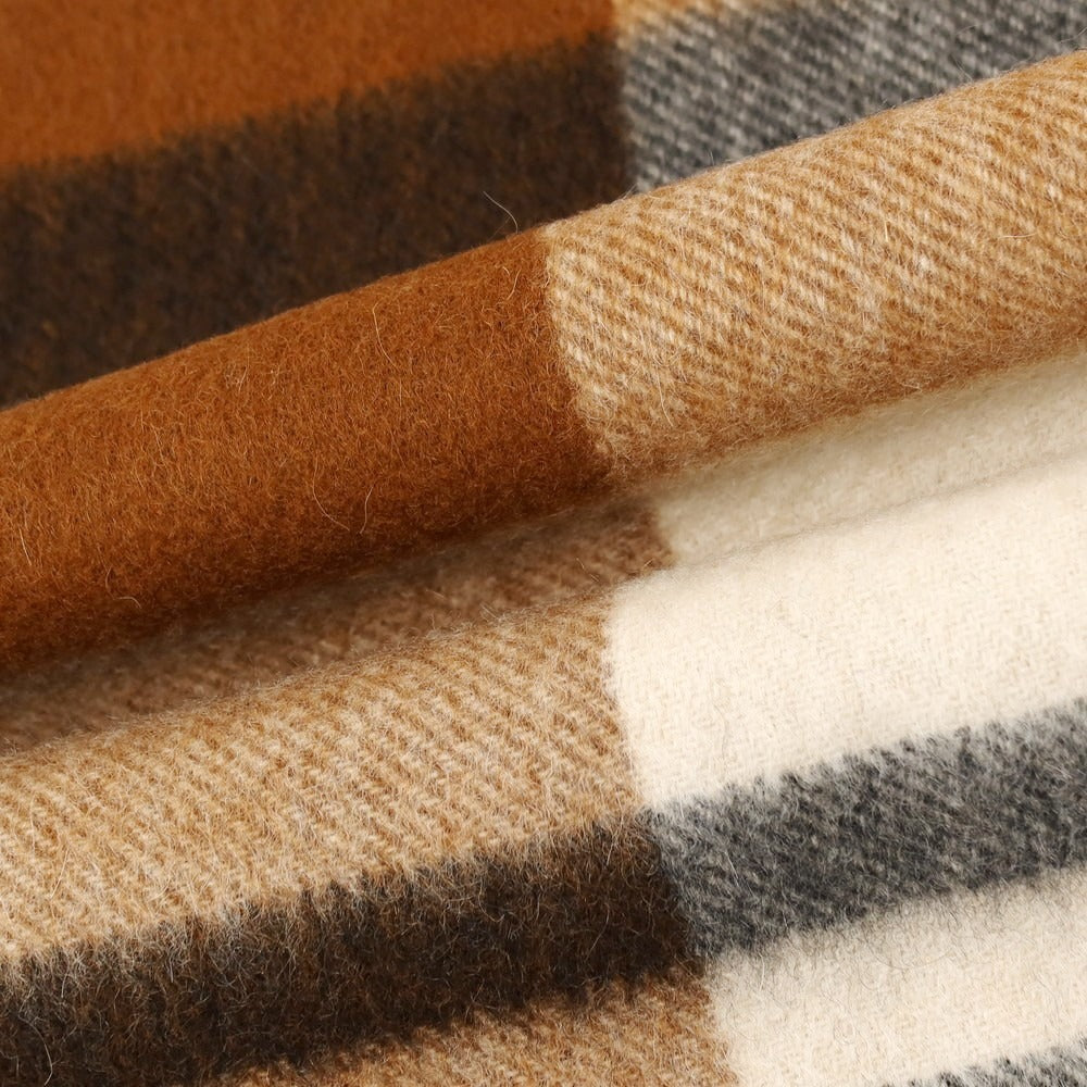 【中古】ジョシュアエリス Joshua Ellis カシミヤ チェック マフラー ライトブラウンxブラック【 状態ランクB 】【 メンズ 】