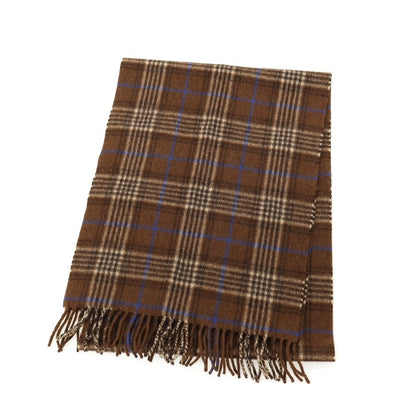 【中古】ジョシュアエリス Joshua Ellis カシミヤ チェック マフラー ブラウンxブルー【 状態ランクB 】【 メンズ 】