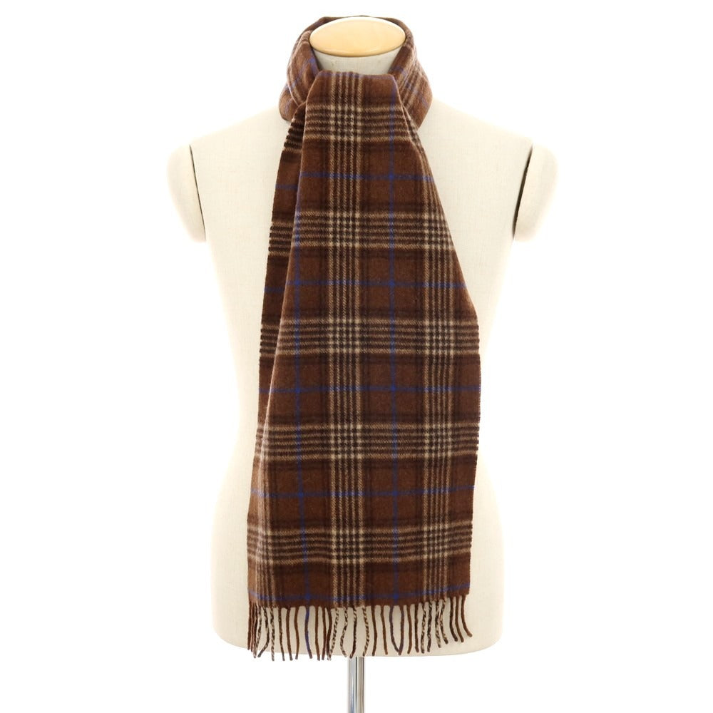 【中古】ジョシュアエリス Joshua Ellis カシミヤ チェック マフラー ブラウンxブルー【 状態ランクB 】【 メンズ 】