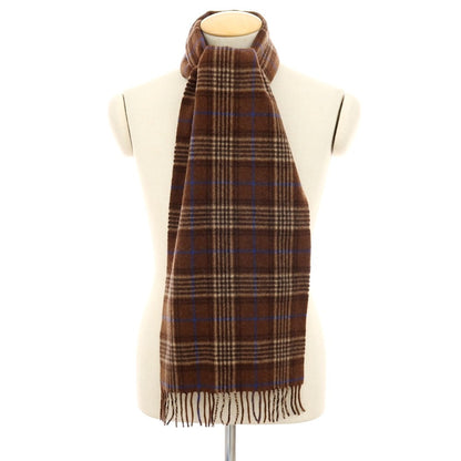 【中古】ジョシュアエリス Joshua Ellis カシミヤ チェック マフラー ブラウンxブルー【 状態ランクB 】【 メンズ 】