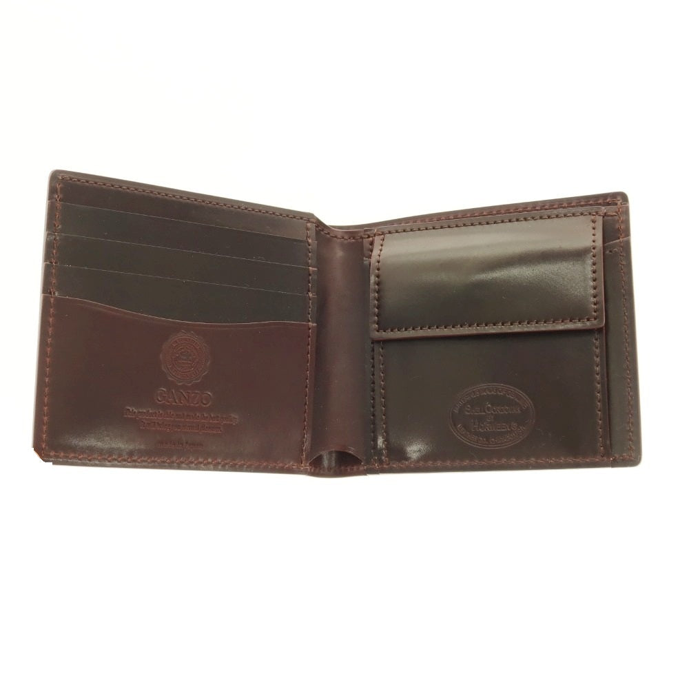 【中古】ガンゾ GANZO シェルコードバン 二つ折り財布 バーガンディ【 状態ランクA 】【 メンズ 】