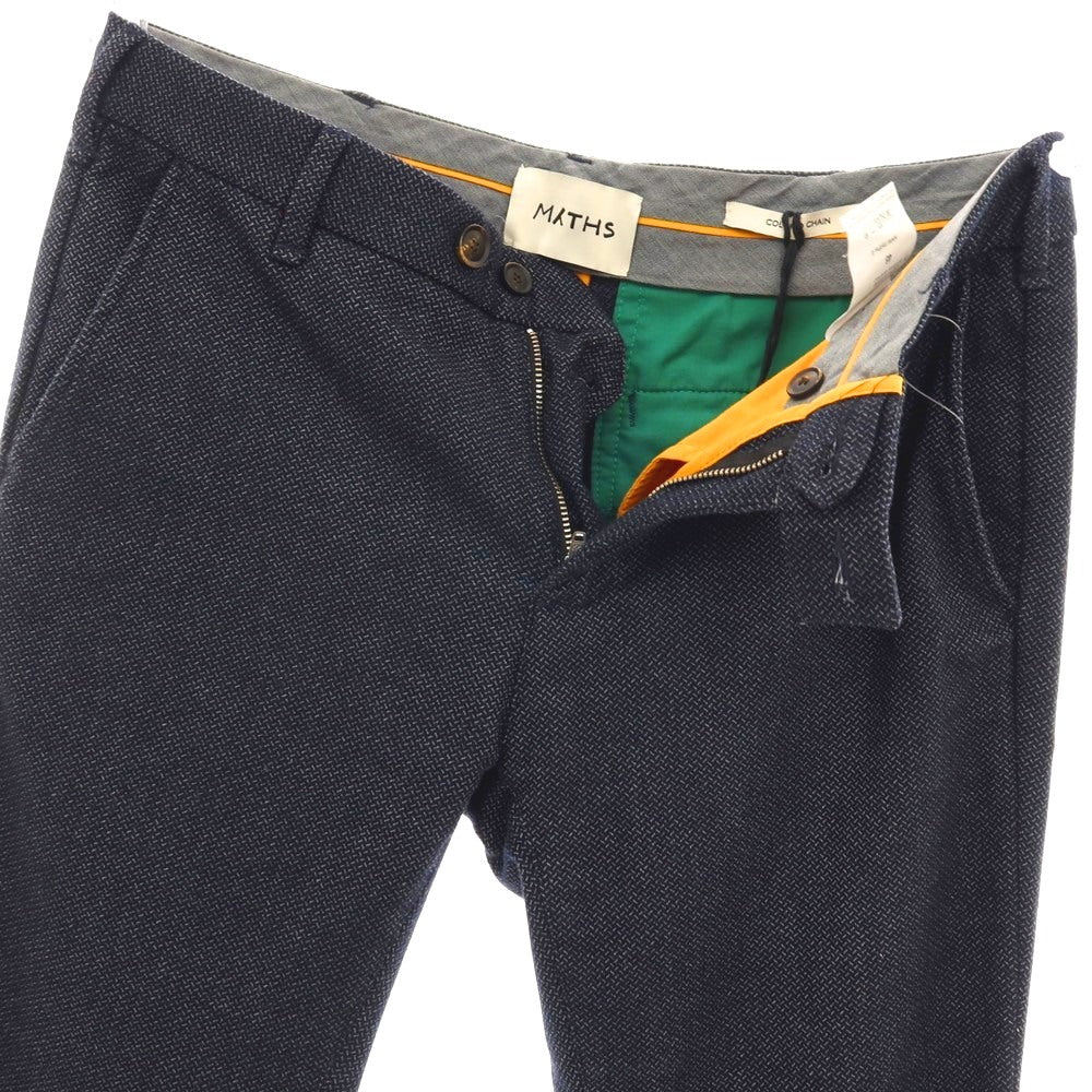 【中古】ミース MYTHS COLORED CHAIN ストレッチ ポリエステルレーヨン カジュアルスラックスパンツ ネイビー【 46 】【 状態ランクB 】【 メンズ 】