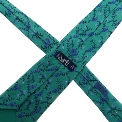 【中古】エルメス HERMES シルク プリントネクタイ グリーン【 状態ランクC 】【 メンズ 】