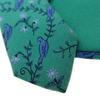 【中古】エルメス HERMES シルク プリントネクタイ グリーン【 状態ランクC 】【 メンズ 】