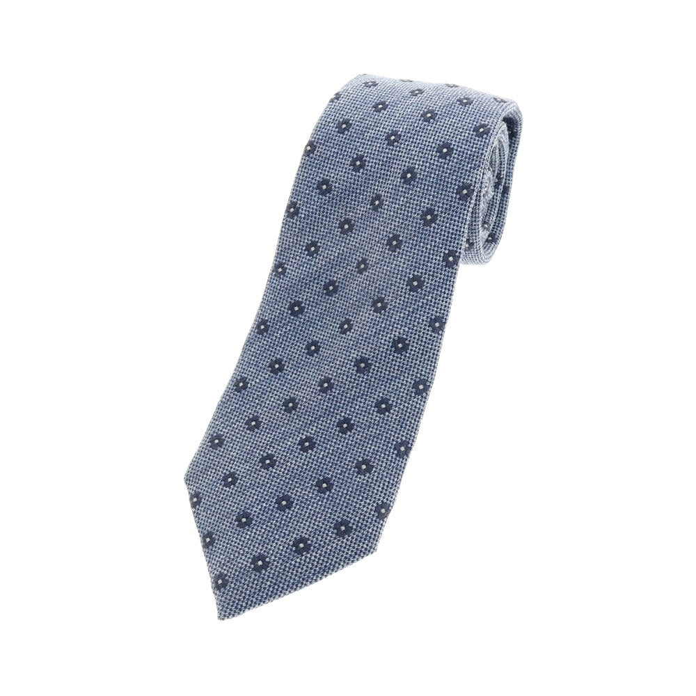 【中古】ビームスエフ BEAMS F シルク 小紋柄ネクタイ ライトネイビー【 状態ランクB 】【 メンズ 】