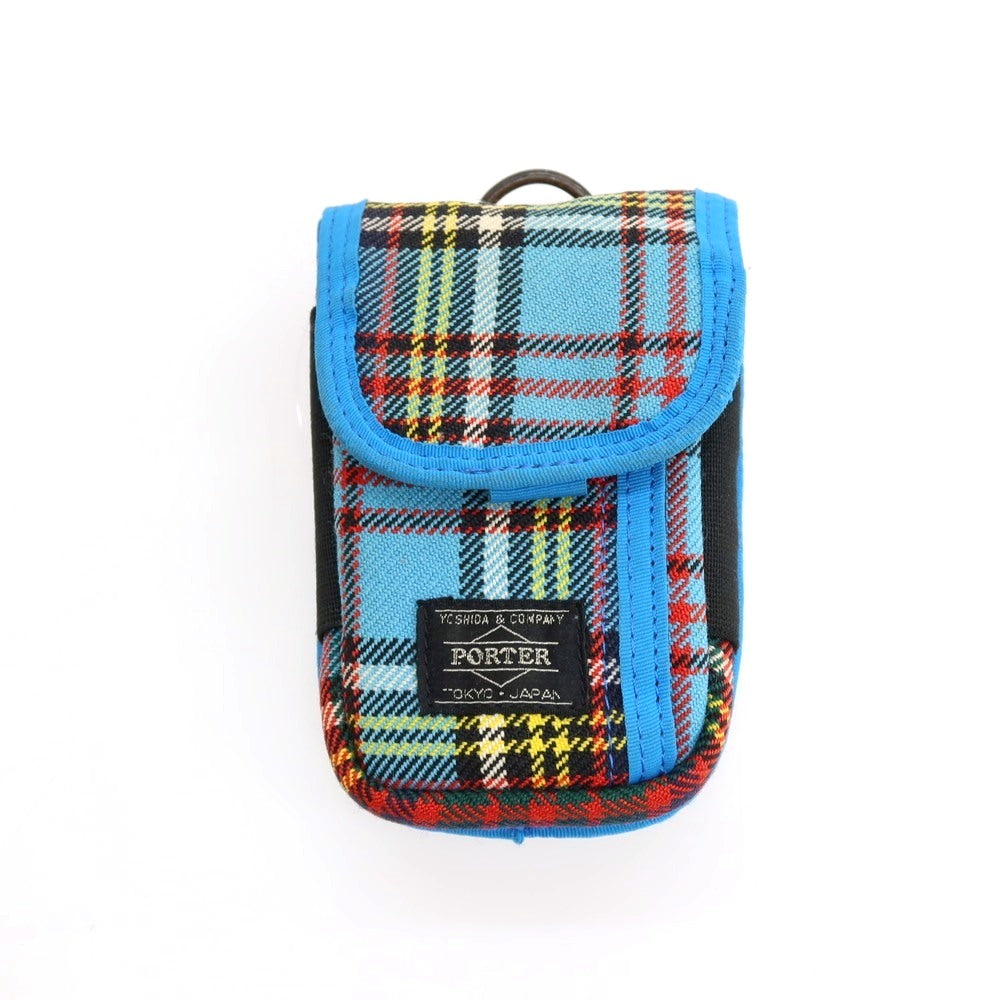 【中古】ジュンヤワタナベ マン JUNYA WATANABE MAN × PORTER ウール チェック ポーチ ブルーxマルチカラー【 状態ランクC 】【 メンズ 】