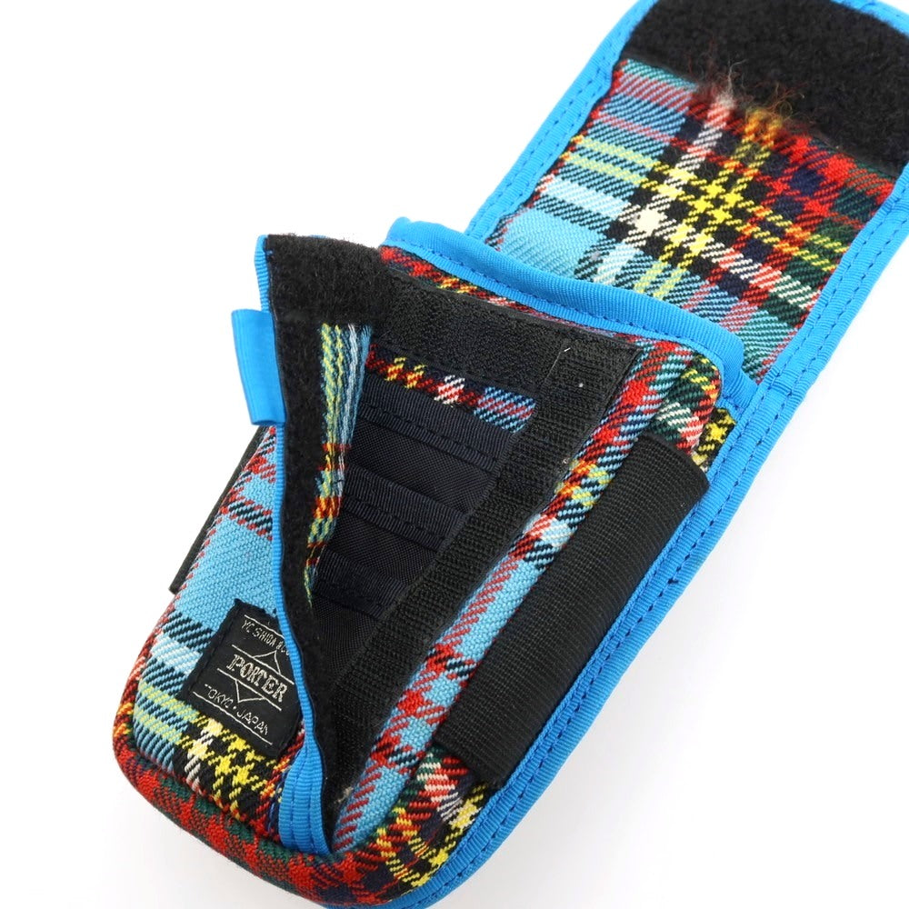 【中古】ジュンヤワタナベ マン JUNYA WATANABE MAN × PORTER ウール チェック ポーチ ブルーxマルチカラー【 状態ランクC 】【 メンズ 】