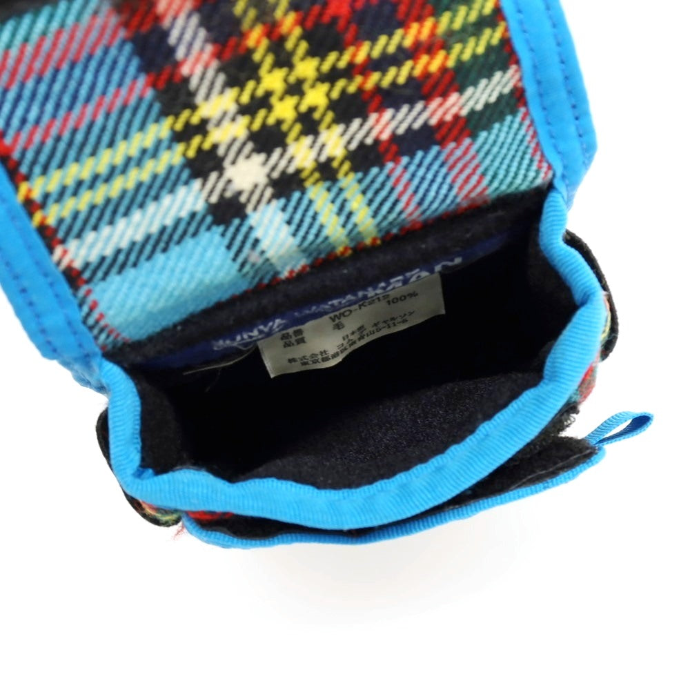 【中古】ジュンヤワタナベ マン JUNYA WATANABE MAN × PORTER ウール チェック ポーチ ブルーxマルチカラー【 状態ランクC 】【 メンズ 】