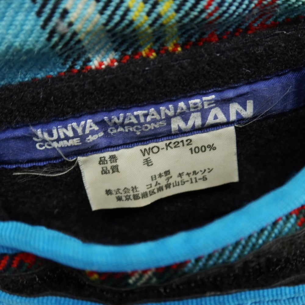 【中古】ジュンヤワタナベ マン JUNYA WATANABE MAN × PORTER ウール チェック ポーチ ブルーxマルチカラー【 状態ランクC 】【 メンズ 】
