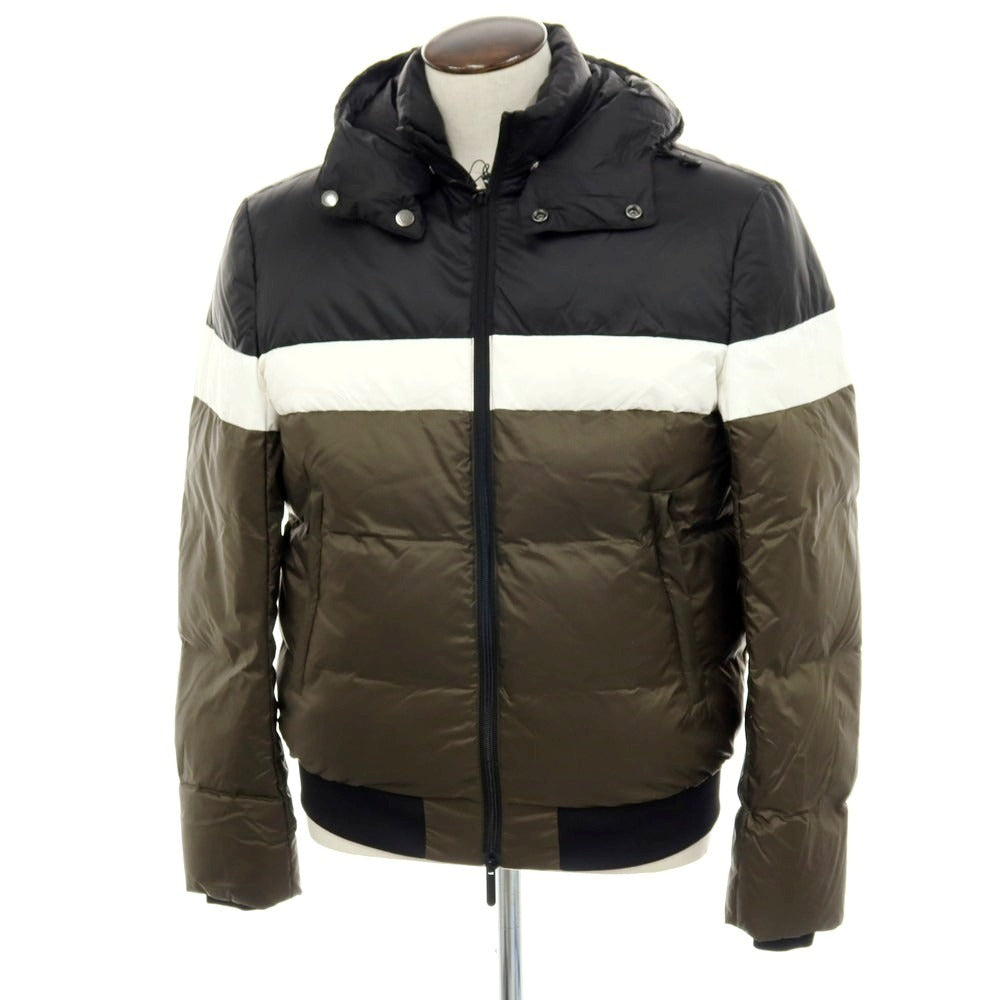 【中古】【未使用】エンポリオ アルマーニ EMPORIO ARMANI ナイロン ダウンジャケット オリーブグリーンxブラック【 サイズ50 】【 状態ランクS 】【 メンズ 】 [APD]