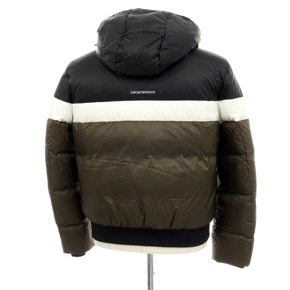 【中古】【未使用】エンポリオ アルマーニ EMPORIO ARMANI ナイロン ダウンジャケット オリーブグリーンxブラック【 サイズ50 】【 状態ランクS 】【 メンズ 】 [APD]