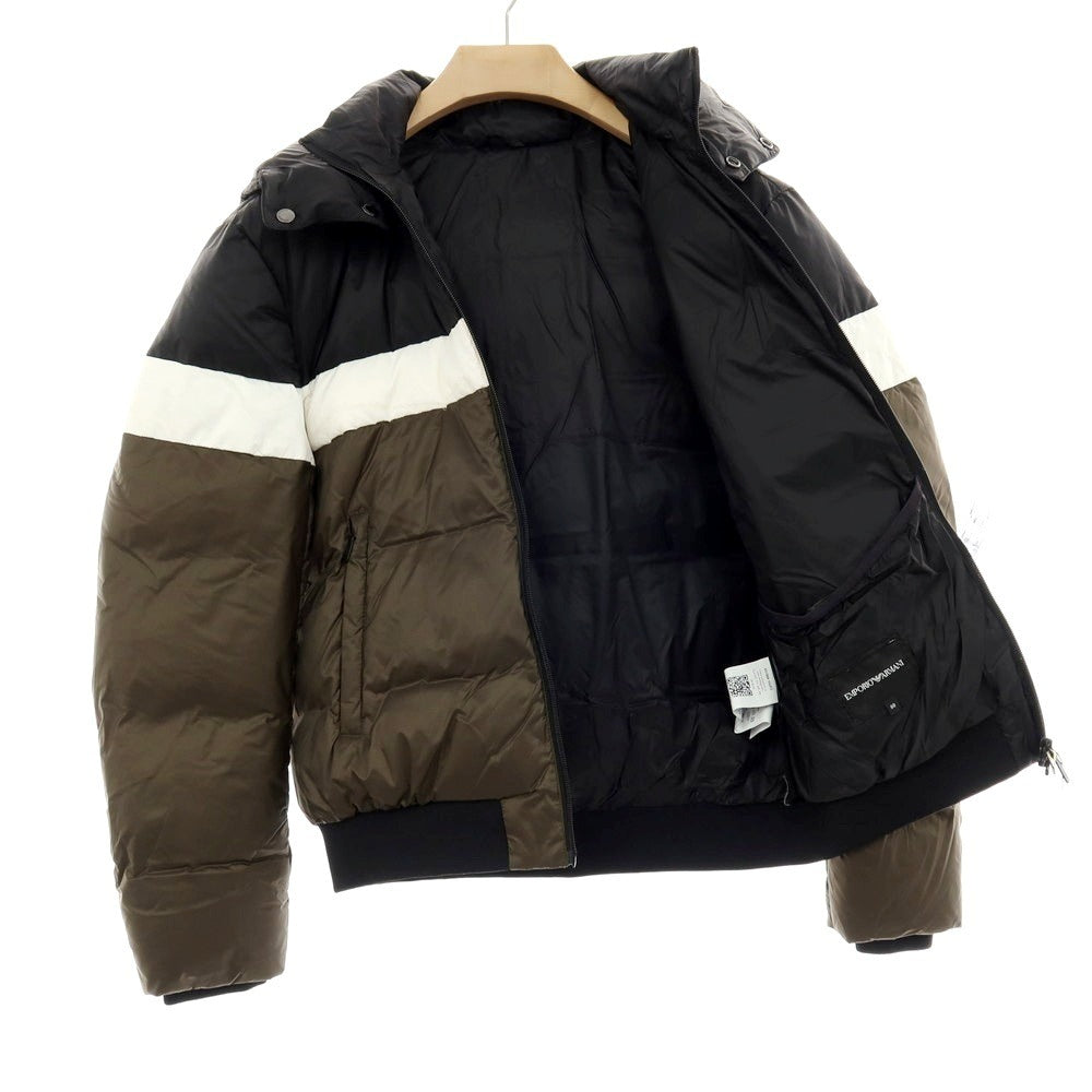 【中古】【未使用】エンポリオ アルマーニ EMPORIO ARMANI ナイロン ダウンジャケット オリーブグリーンxブラック【 サイズ50 】【 状態ランクS 】【 メンズ 】 [APD]