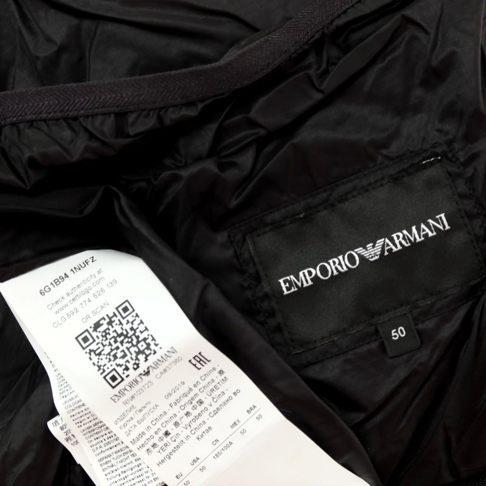 【中古】【未使用】エンポリオ アルマーニ EMPORIO ARMANI ナイロン ダウンジャケット オリーブグリーンxブラック【 サイズ50 】【 状態ランクS 】【 メンズ 】 [APD]