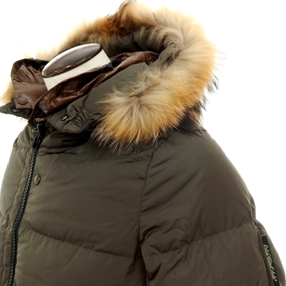 【中古】【未使用】ナノユニバース nano universe 西川ダウン製 ポリエステル ファー ダウンジャケット モスグリーンxブラック【 L 】【 状態ランクS 】【 メンズ 】