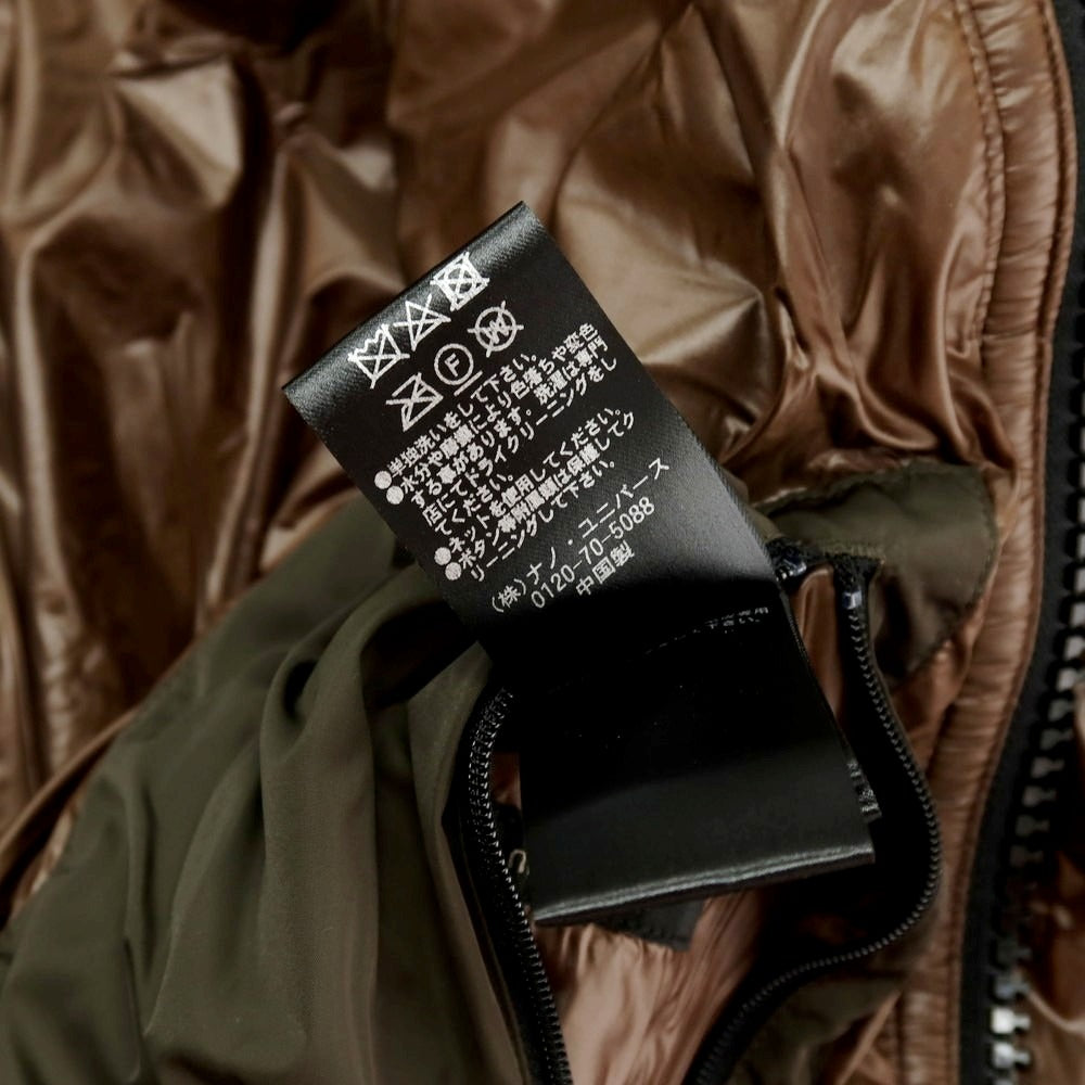 【中古】【未使用】ナノユニバース nano universe 西川ダウン製 ポリエステル ファー ダウンジャケット モスグリーンxブラック【 L 】【 状態ランクS 】【 メンズ 】