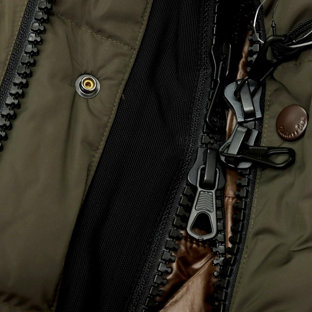 【中古】【未使用】ナノユニバース nano universe 西川ダウン製 ポリエステル ファー ダウンジャケット モスグリーンxブラック【 L 】【 状態ランクS 】【 メンズ 】