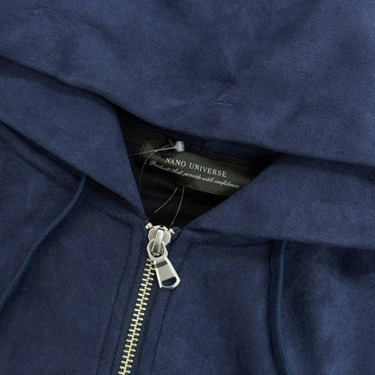【中古】【未使用】ナノユニバース nano universe フェイク スエード ジャージー ダブルジップ パーカー ネイビー【 L 】【 状態ランクS 】【 メンズ 】