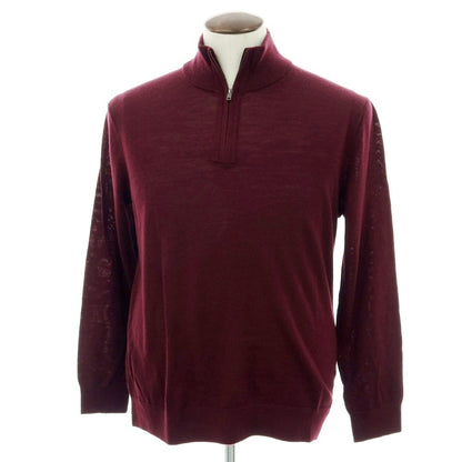 【中古】【未使用】バナナリパブリック Banana Republic ハイゲージ ウール スタンドカラー ハーフジップ プルオーバーニット ワインレッド【 XL 】【 状態ランクS 】【 メンズ 】