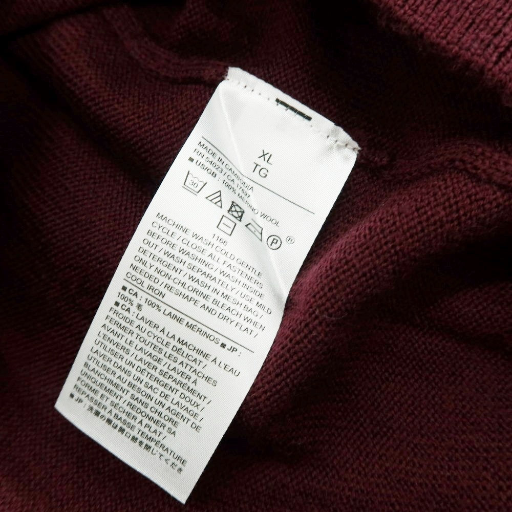 【中古】【未使用】バナナリパブリック Banana Republic ハイゲージ ウール スタンドカラー ハーフジップ プルオーバーニット ワインレッド【 XL 】【 状態ランクS 】【 メンズ 】