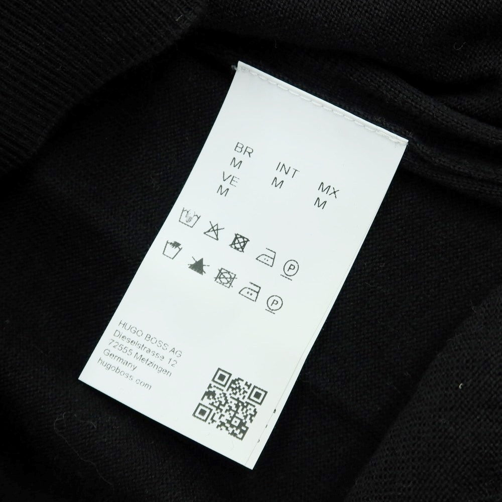 【中古】【未使用】ヒューゴボス HUGO BOSS ハイゲージ ウール スタンドカラー ハーフジップ プルオーバーニット ブラック【 M 】【 状態ランクS 】【 メンズ 】