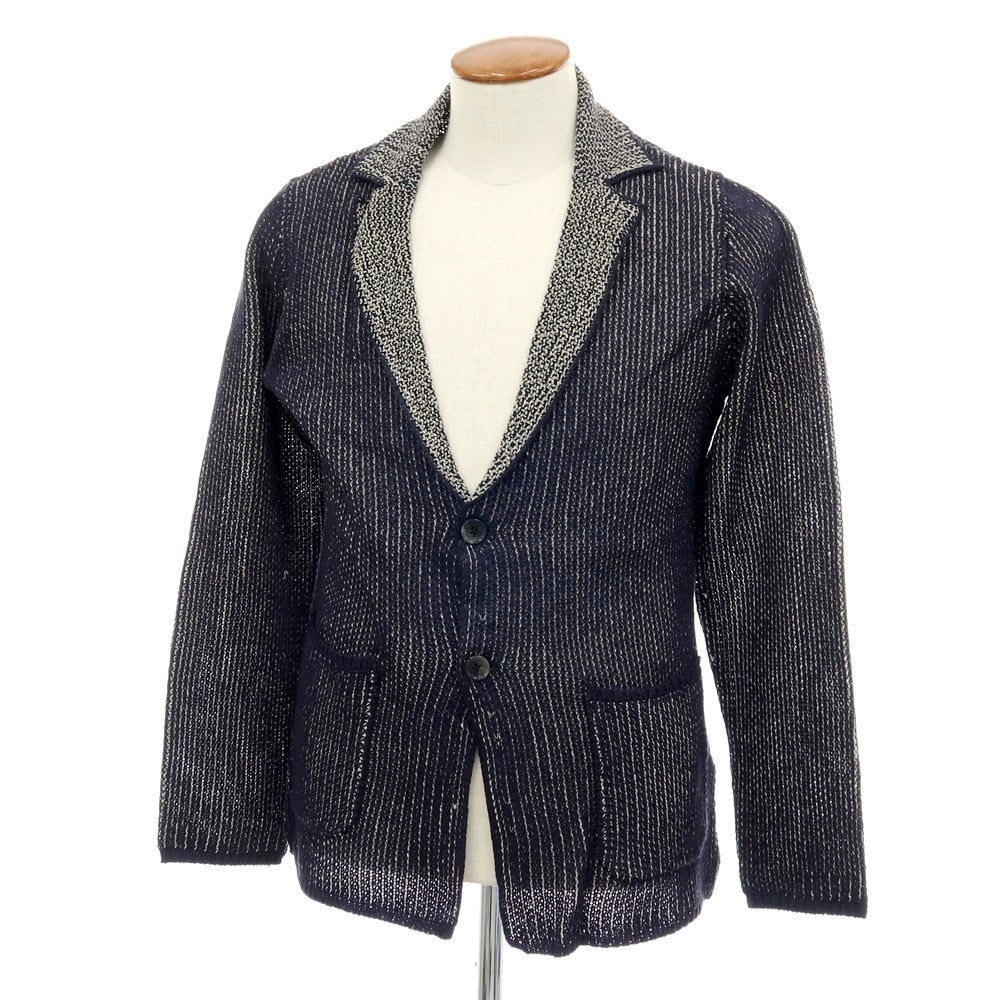 【中古】【未使用】ジーステージ g-stage アクリルポリエステルリネン ジャケット型 カーディガン ネイビー【サイズ48】【 状態ランクS 】【 メンズ 】