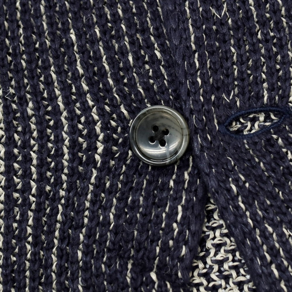 【中古】【未使用】ジーステージ g-stage アクリルポリエステルリネン ジャケット型 カーディガン ネイビー【サイズ48】【 状態ランクS 】【 メンズ 】