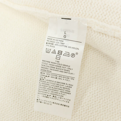 【中古】バナナリパブリック Banana Republic ミドルゲージ コットンナイロンウール ボタンレス カーディガン ホワイト【サイズL】【 状態ランクC 】【 メンズ 】