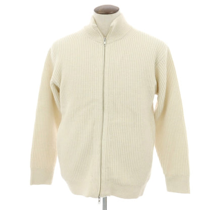 【中古】【未使用】グリーンレーベルリラクシング green label relaxing ウール スタンドカラー ダブルジップ リブニット カーディガン アイボリー【 L 】【 状態ランクS 】【 メンズ 】