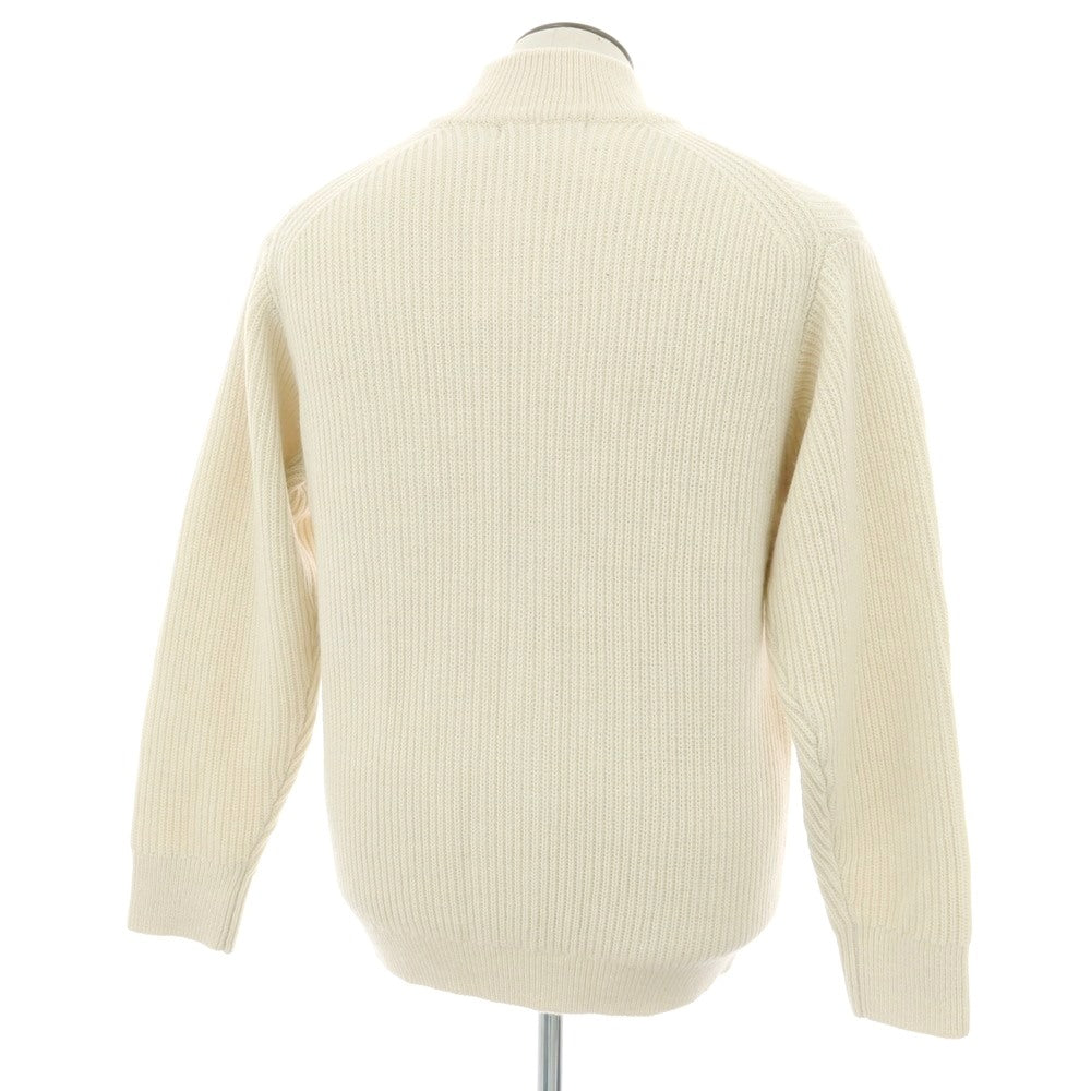 【中古】【未使用】グリーンレーベルリラクシング green label relaxing ウール スタンドカラー ダブルジップ リブニット カーディガン アイボリー【 L 】【 状態ランクS 】【 メンズ 】