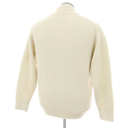 【中古】【未使用】グリーンレーベルリラクシング green label relaxing ウール スタンドカラー ダブルジップ リブニット カーディガン アイボリー【 L 】【 状態ランクS 】【 メンズ 】