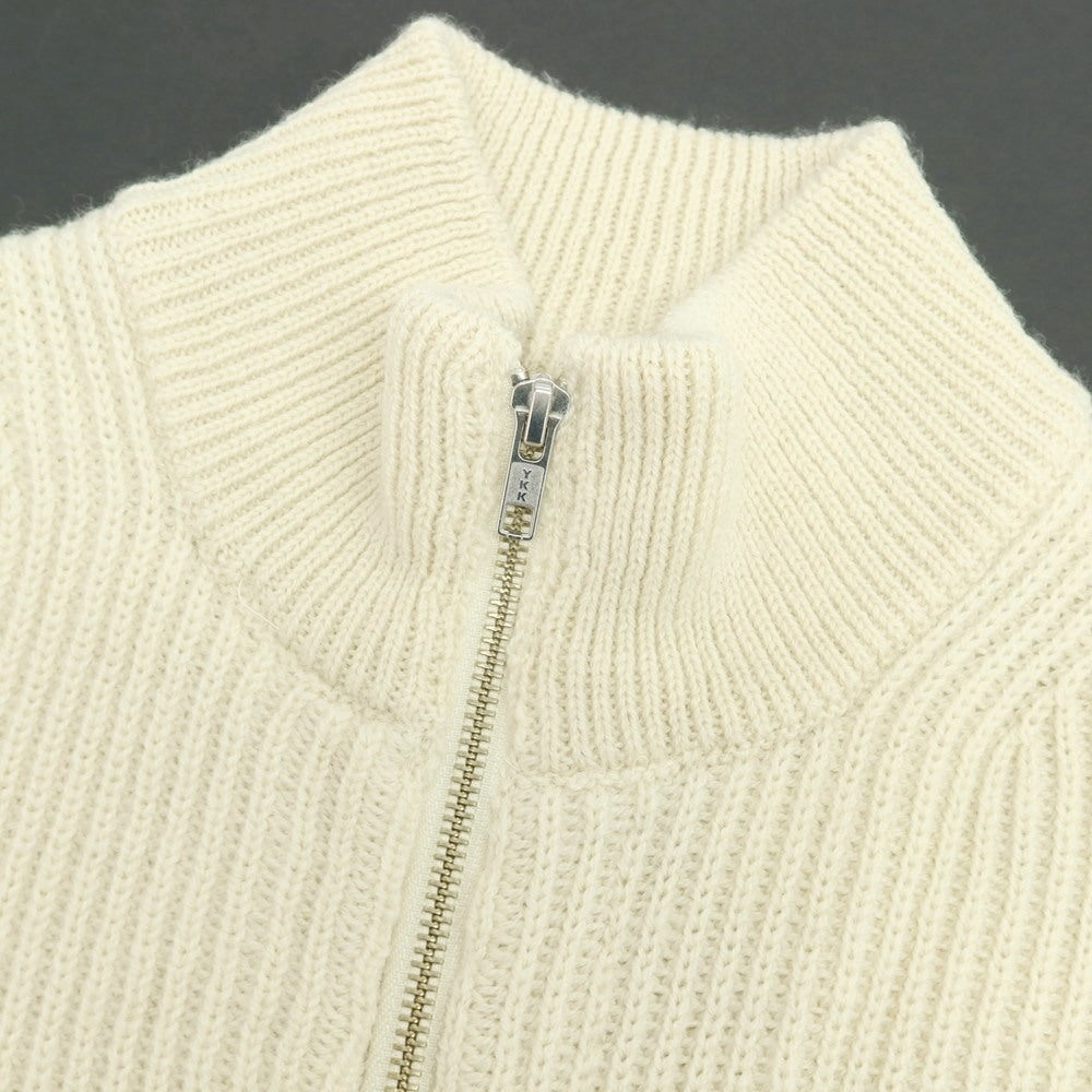 【中古】【未使用】グリーンレーベルリラクシング green label relaxing ウール スタンドカラー ダブルジップ リブニット カーディガン アイボリー【 L 】【 状態ランクS 】【 メンズ 】