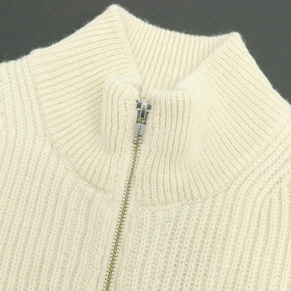 【中古】【未使用】グリーンレーベルリラクシング green label relaxing ウール スタンドカラー ダブルジップ リブニット カーディガン アイボリー【 L 】【 状態ランクS 】【 メンズ 】