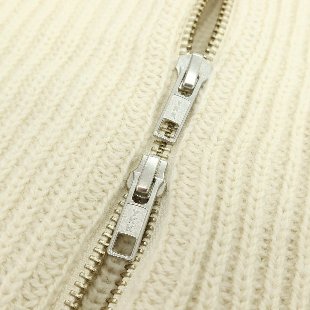 【中古】【未使用】グリーンレーベルリラクシング green label relaxing ウール スタンドカラー ダブルジップ リブニット カーディガン アイボリー【 L 】【 状態ランクS 】【 メンズ 】