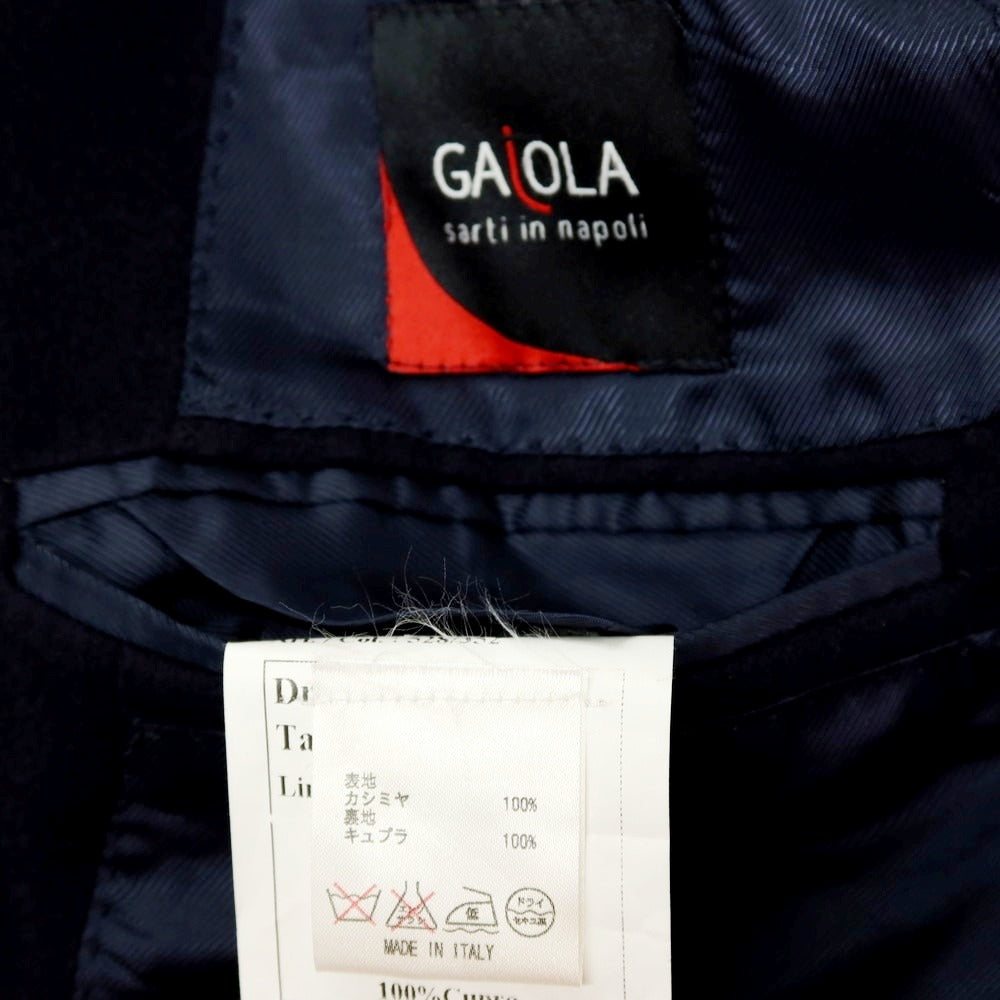 【中古】ガイオラ GAiOLA カシミヤ ダブルブレストコート ネイビー【 サイズ44 】【 状態ランクC 】【 メンズ 】 [APD]