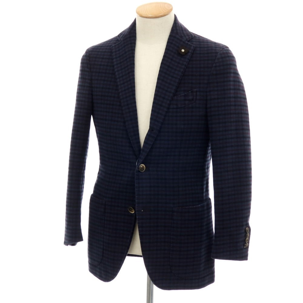 【中古】ラルディーニ LARDINI コットン チェック カジュアルジャケット ネイビーxパープル【 サイズ44 】【 状態ランクC 】【 メンズ 】 [BPD]
