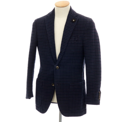 【中古】ラルディーニ LARDINI コットン チェック カジュアルジャケット ネイビーxパープル【サイズ44】【 状態ランクC 】【 メンズ 】