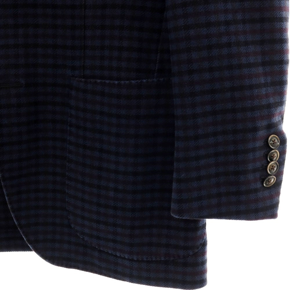 【中古】ラルディーニ LARDINI コットン チェック カジュアルジャケット ネイビーxパープル【 サイズ44 】【 状態ランクC 】【 メンズ 】 [BPD]