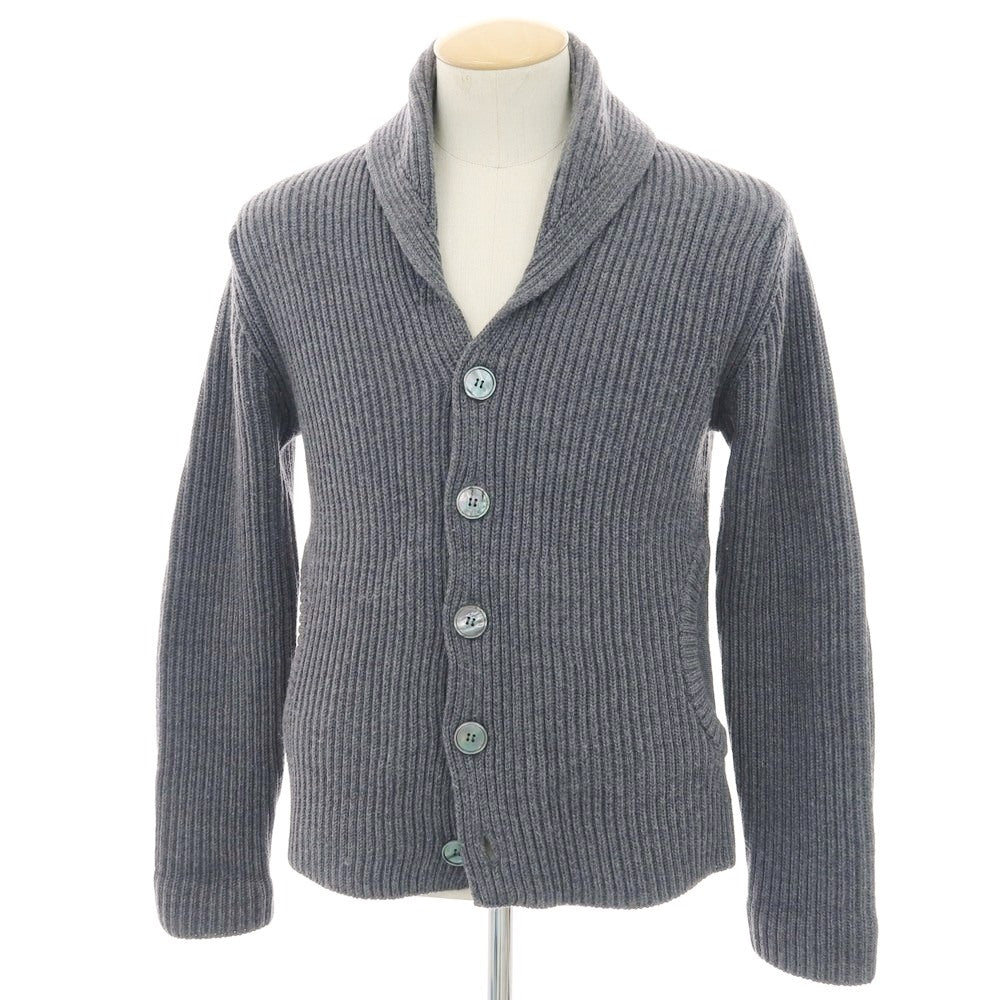 【中古】ザノーネ ZANONE ウール ショールカラー リブニット カーディガン グレージュ【 44 】【 状態ランクB 】【 メンズ 】