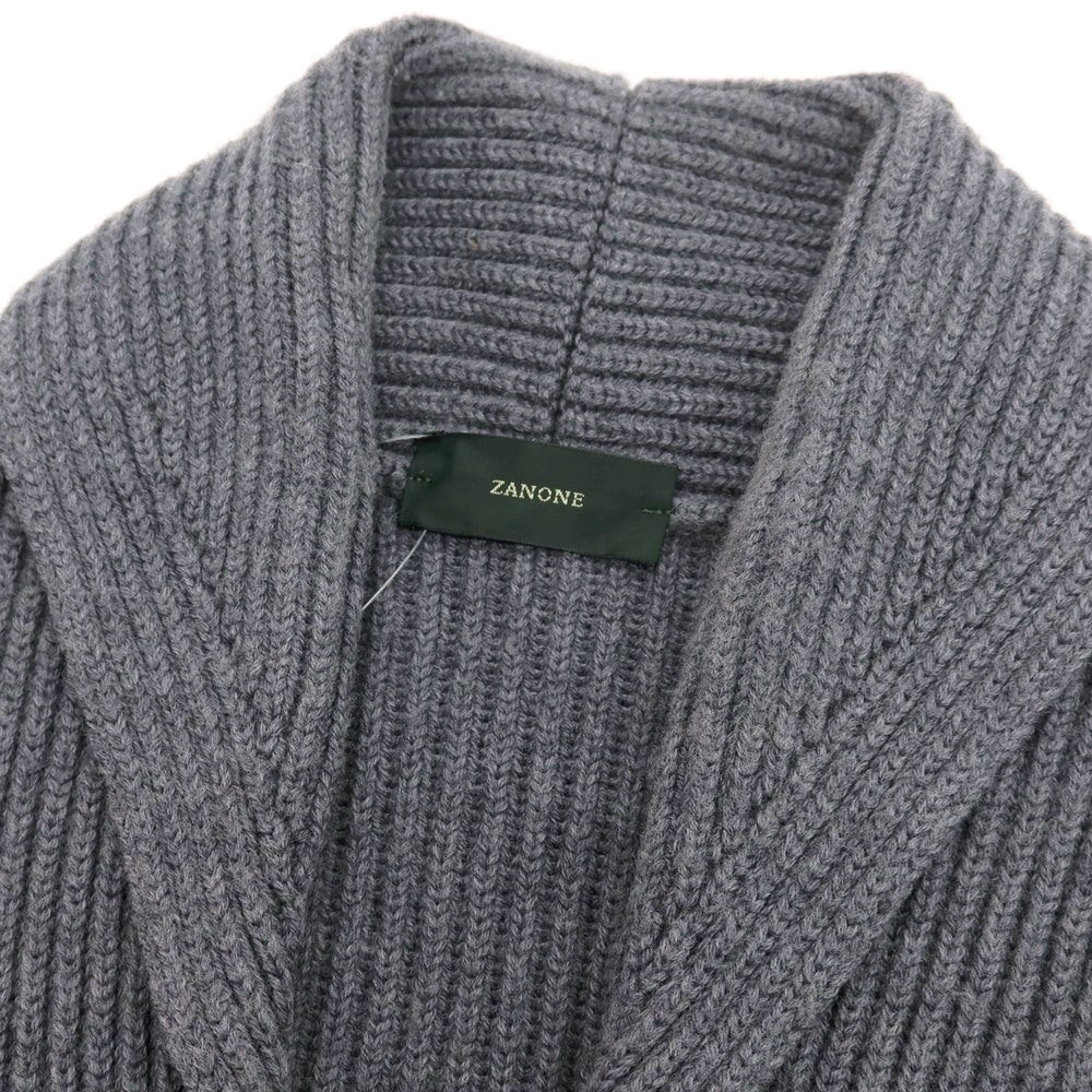 【中古】ザノーネ ZANONE ウール ショールカラー リブニット カーディガン グレージュ【 44 】【 状態ランクB 】【 メンズ 】