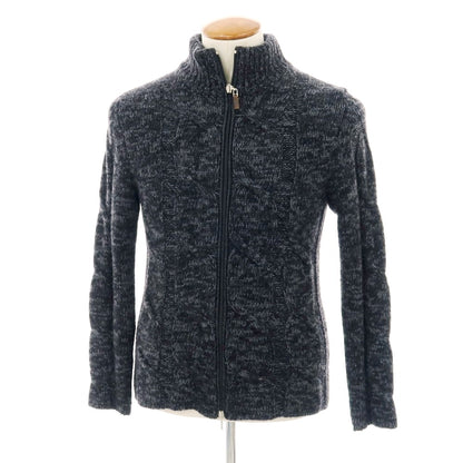 【中古】セッテフィーリ カシミア Settefili Cashmere ケーブル編み ウールカシミヤ スタンドカラー ダブルジップ カーディガン ブラックxグレー【 46 】【 状態ランクC 】【 メンズ 】